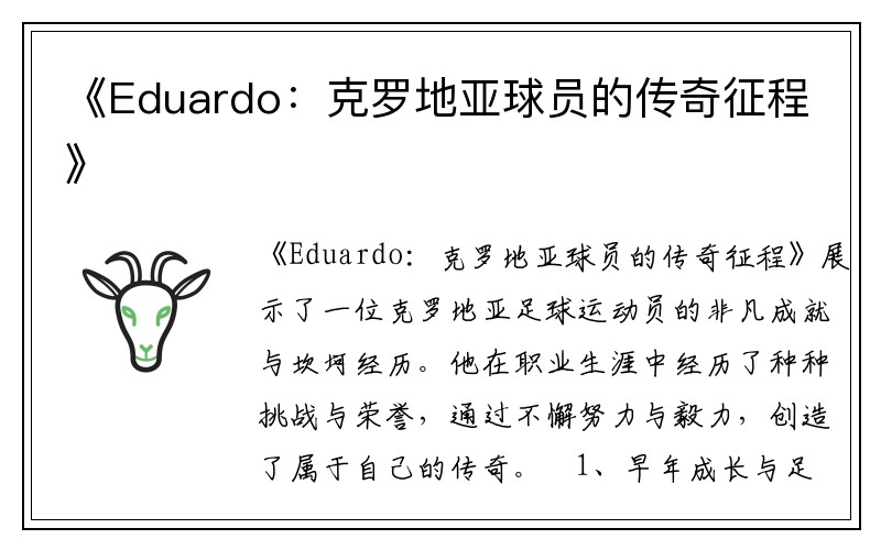 《Eduardo：克罗地亚球员的传奇征程》